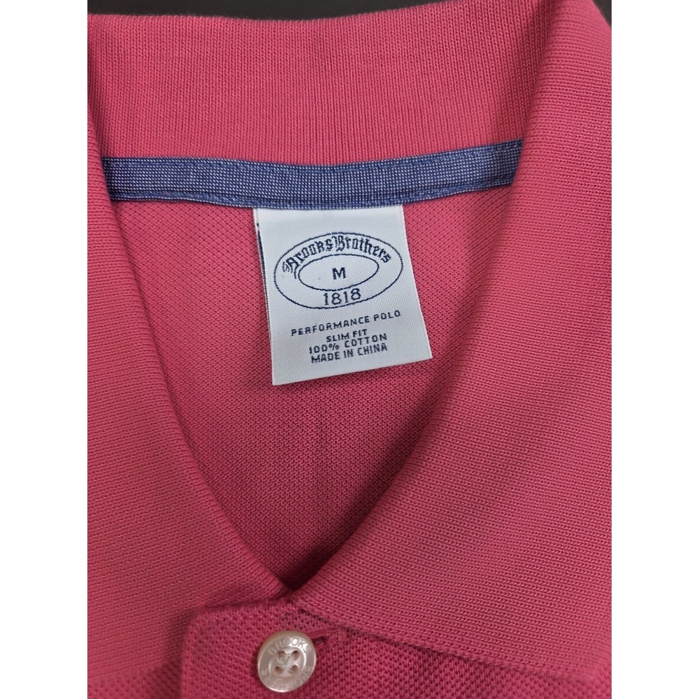 Brooks Brothers Polo Shirt Mens Medium Pink 1818 Performance Slim Fit Cotton - Picture 2 of 6